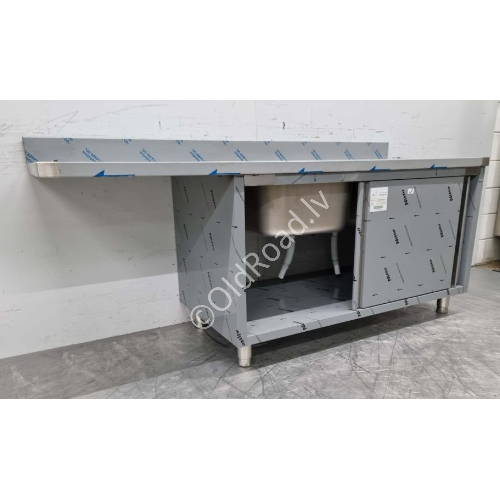 200 cm Sink with double sink, Premium-line, Stainless steel HCB