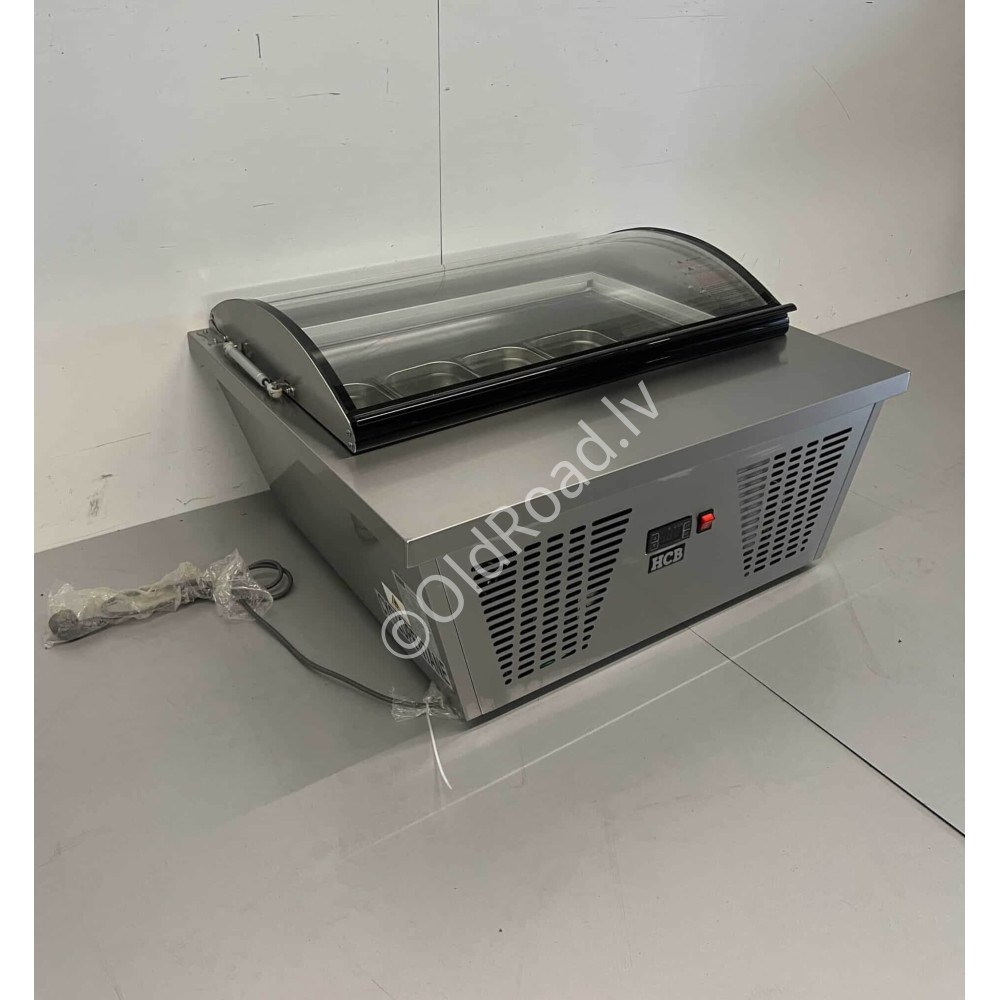 87 cm Ice Cream Display Case with Scoop, Top Freezer, 4 x 5 Litres (1/3 GN), 230V Stainless Steel HCB