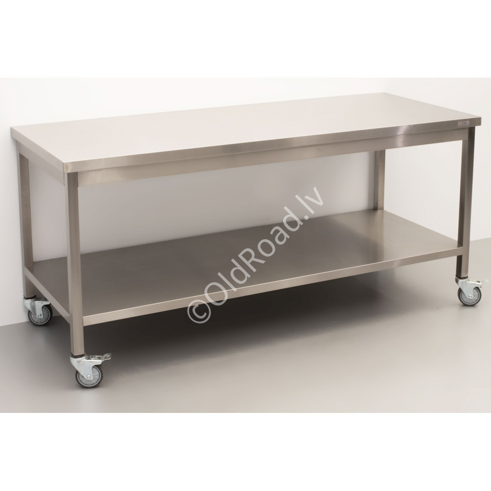 HCB mobile workbench on wheels, 180 x 70 x 85 cm Stainless steel